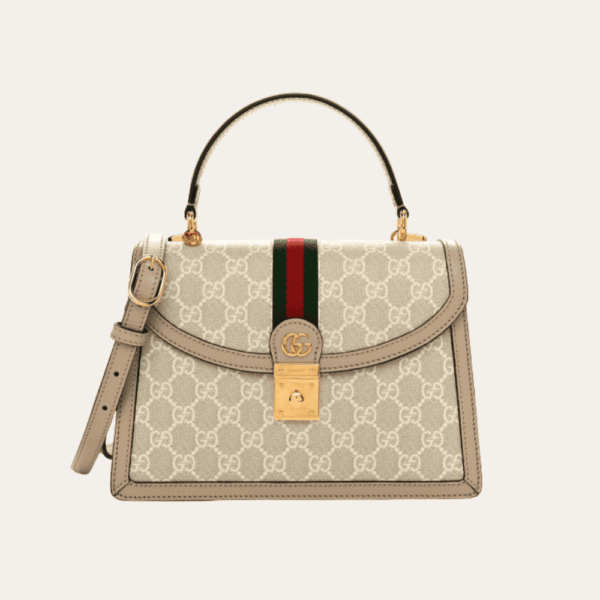 Gucci Ophidia Top Handle Bag Beige 9.8 Inches 651055 96LWX 8745