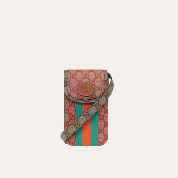 Gucci Ophidia Phone Bag Gg Supreme Pink 7 Inches
