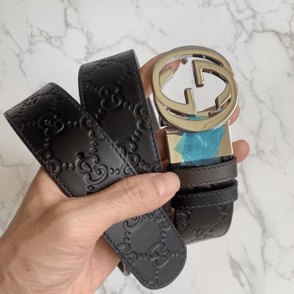 Gucci Signature Belt Black Dark Brown
