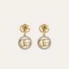 Gucci Interlocking G Drop Earrings With Rhinestones Gold-Tone