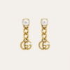 Gucci Pearl And Interlocking G Drop Earrings Gold-Tone