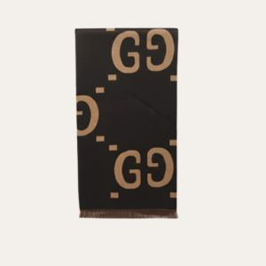 Gucci Jumbo Gg Monogram Wool Cashmere Scarf Brown/Black 74.8 Inches