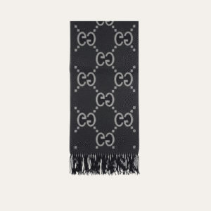 Gucci Monogram Wool Scarf Grey/Black 70.8 Inches