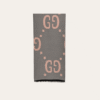 Gucci Monogram Wool Scarf Grey/Pink 70.8 Inches