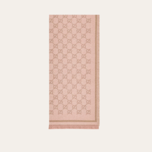 Gucci Gg Monogram Wool Scarf Pink/Beige 70.8 Inches