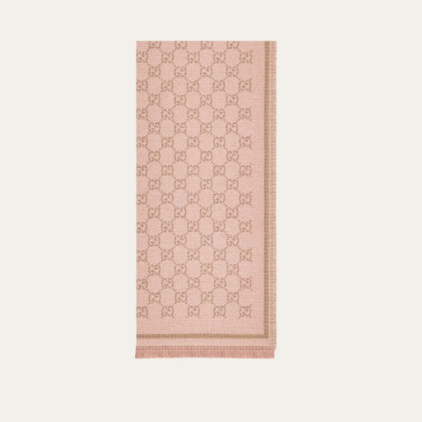 AURGC-SCARF1004.png Gucci Gg Monogram Wool Scarf Pink/Beige 70.8 Inches