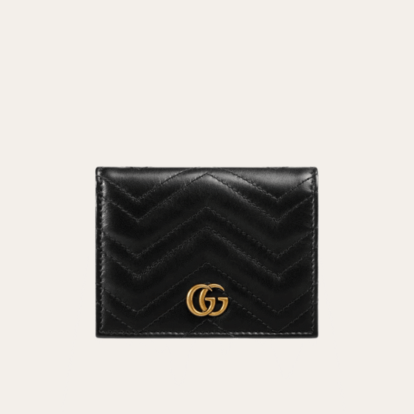 Gucci Gg Marmont Card Case Wallet Black 4.5 Inches