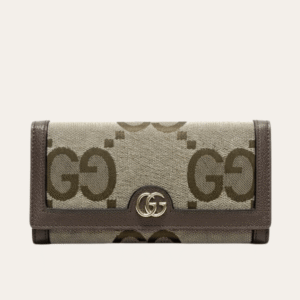 Gucci Jumbo Gg Monogram Flap Wallet Brown 7.5 Inches