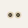 Hermès Heritage Equestre Logo H Stud Earrings Gold-Tone