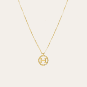 AURHM-NECK1000.png Hermès H Circle Pendant Necklace Gold-Tone