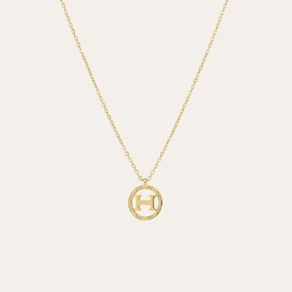Hermès H Circle Pendant Necklace Gold-Tone