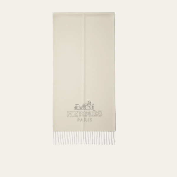 AURHM-SCARF1000.png Hermès Paris Logo Scarf Cream/White 74.8 Inches