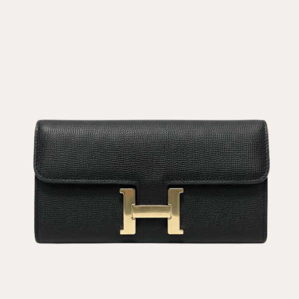 AURHM-WALLET1001-1 Hermès Constance Long Wallet Black 7.5 Inches
