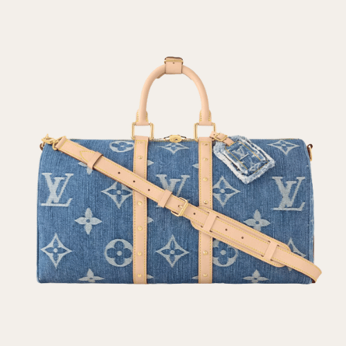 Louis Vuitton Keepall Bandouliere Denim Blue 17.7 Inches M24315