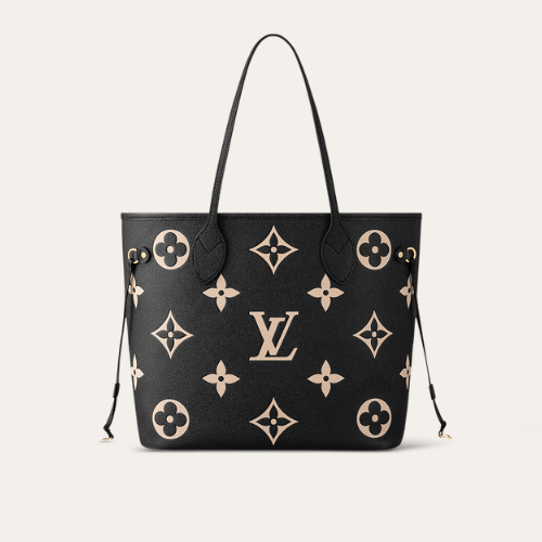 AURLV-BAG1092-1 Louis Vuitton Neverfull Tote Bag Mm Monogram Black 12.2 Inches M46649