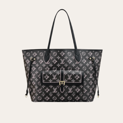 Louis Vuitton Neverfull MM Monogram Empreinte With Pouch Pocket Black 12.2 Inches M20921