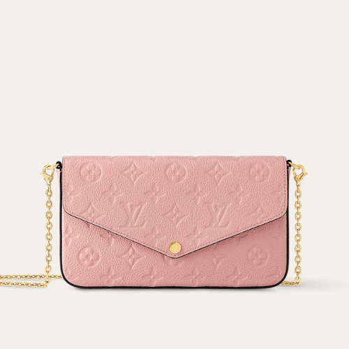 Louis Vuitton Pochette Félicie Monogram Empreinte Rose Ballerine 8.3 Inches M82608