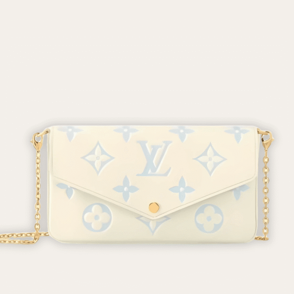 Louis Vuitton Pochette Félicie Monogram Empreinte Latte White / Candy Blue 8.3 Inches M83025