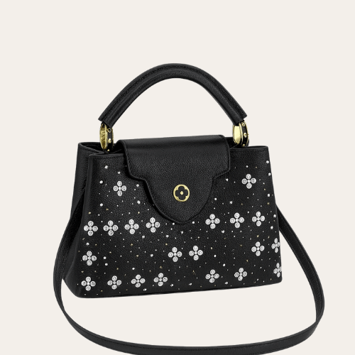 Louis Vuitton Capucines BB Black With Flower Studs Black 10.6 Inches
