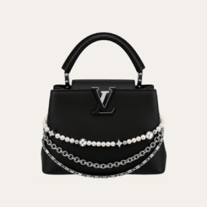 Louis Vuitton Capucines BB With Pearl And Chain Black 10.6 Inches