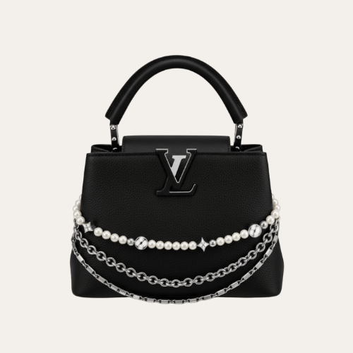 Louis Vuitton Capucines BB With Pearl And Chain Black 10.6 Inches