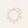Louis Vuitton Monogram Flower Pearl Charm Bracelet Gold-Tone