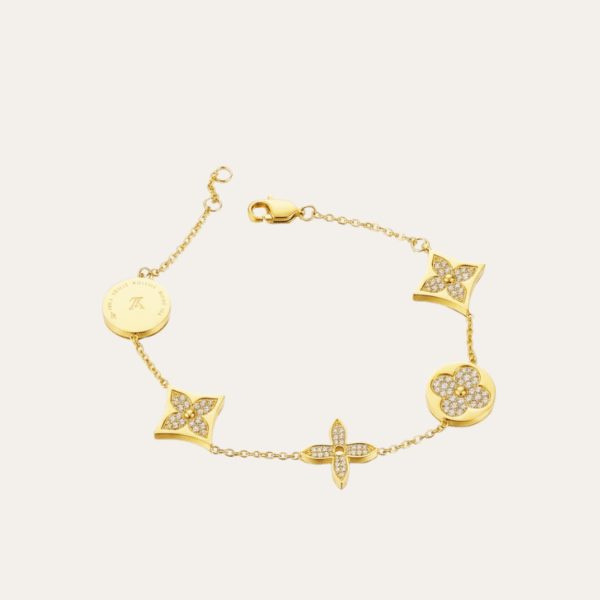 Louis Vuitton Monogram Flower Charm Bracelet Gold-Tone
