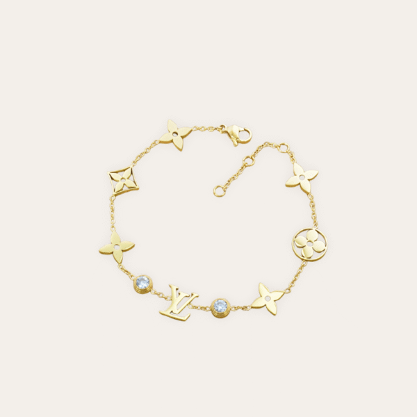 Louis Vuitton Monogram Flower Charm Bracelet Gold-Tone