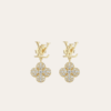 Louis Vuitton Lv & V Flower Drop Earrings Gold-Tone