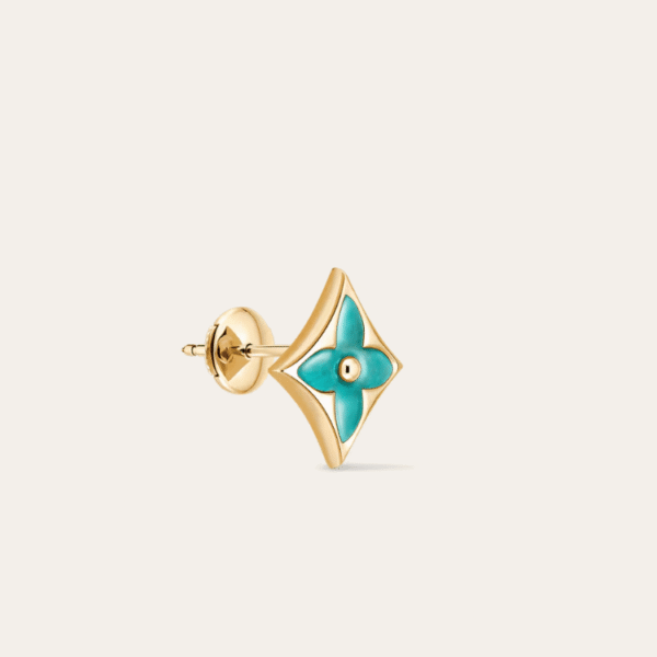 Louis Vuitton Monogram Flower Tile Stud Earring Gold-Tone Q16641
