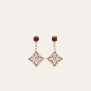 Louis Vuitton Idylle Blossom Pendant Earrings Red/Gold-Tone