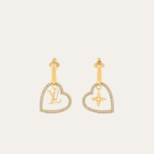 Louis Vuitton My Lv Heart Hoop Earrings Gold-Tone M02308