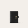AURLV-WALLET1001-3 Louis Vuitton Vertical Compact Wallet Capucines Taurillon Black / Arizona Beige 3.5 Inches M82198