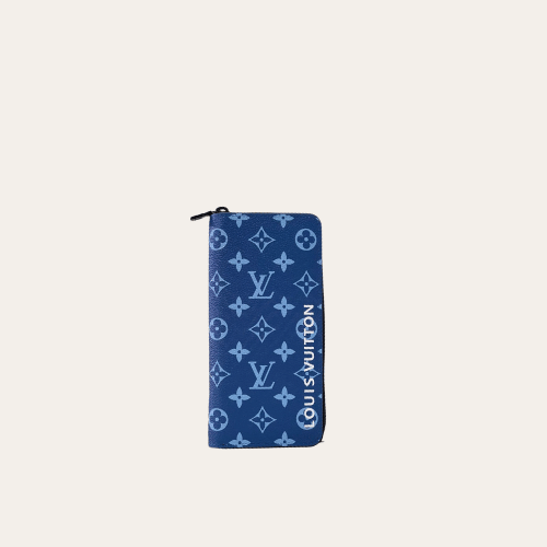 Louis Vuitton Zippy Vertical Wallet Monogram Blue 7.9 Inches M82799