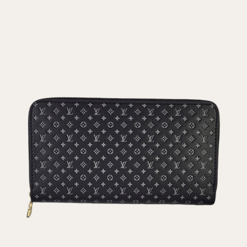 Louis Vuitton Zippy Round Long Wallet Nanogram Black 7.7 Inches M82233