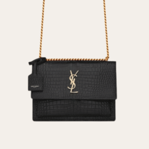 Saint Laurent Sunset Bag Black Croc 9 Inches 442906DND0J1000