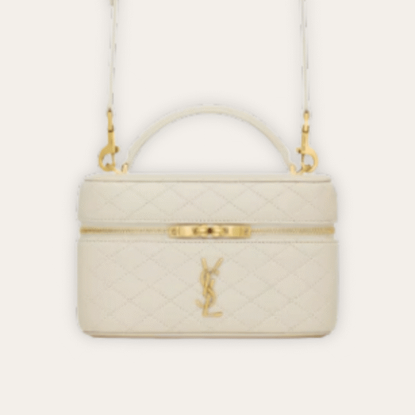 Saint Laurent Quilted Mini Vanity Bag Off White 7.1 Inches 7667311El079207