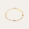 AURYSL-BRACE1000.png Yves Saint Laurent Cassandre Logo And Heart Charm Bracelet Gold-Tone