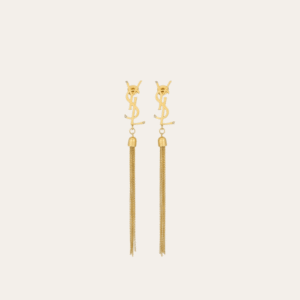 Yves Saint Laurent Cassandre Logo Tassel Earrings Gold-Tone