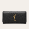 Saint Laurent Envelope Long Wallet Black Grain De Poudre 7.5 Inches
