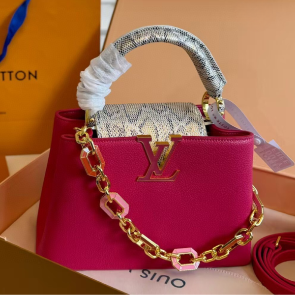 Louis Vuitton Capucines Top Handle Bag In Luxury Pink 10.6 Inches