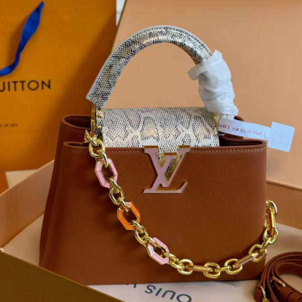 Louis Vuitton Capucines Top Handle Bag In Luxury Brown 10.6 Inches