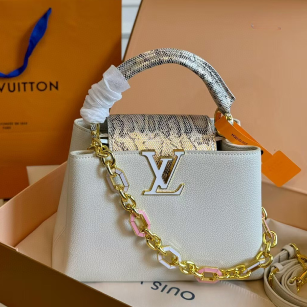 Louis Vuitton Capucine Top Handle Bag In Luxury White 10.6 Inches