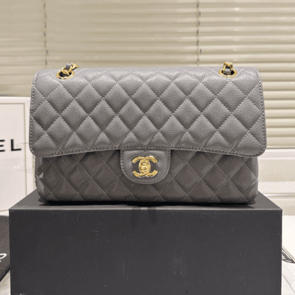 Chanel Classic Medium Flap Bag Grey 10.2 Inches