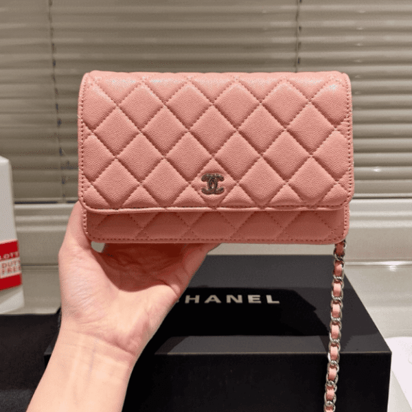 Chanel Flap Bag Woc (Wallet On Chain) Light Pink 7.5 Inches