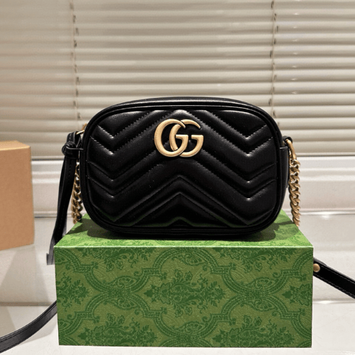 Gucci Gg Marmont Mini Camera Bag Black 9.4 Inches