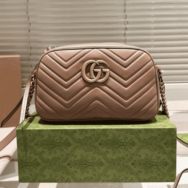 Gucci Gg Marmont Mini Camera Bag Taupe 9.4 Inches