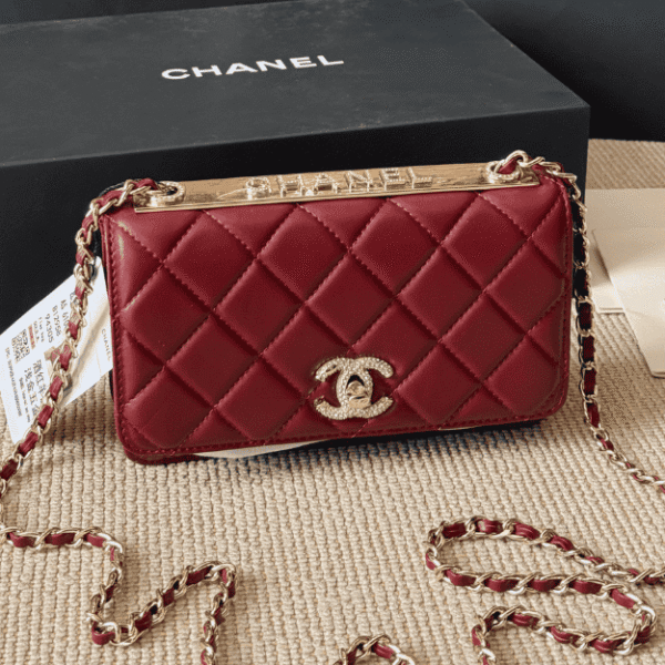 Chanel Trendy Cc Woc (Wallet On Chain) Burgundy 7.5 Inches