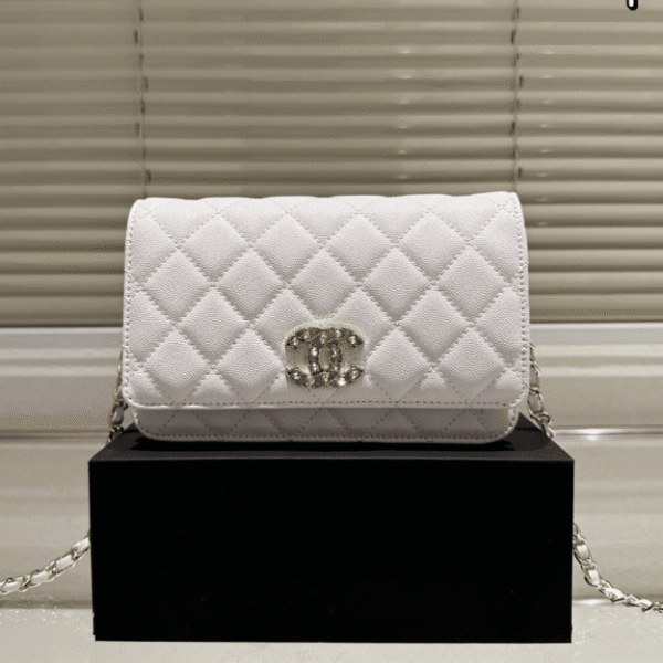 Chanel Flap Bag Woc (Wallet On Chain) White 7.5 Inches
