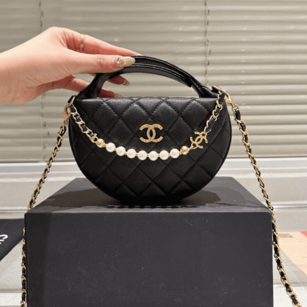 Chanel Quilted Chain Around Pouch Black 7.5 Inches